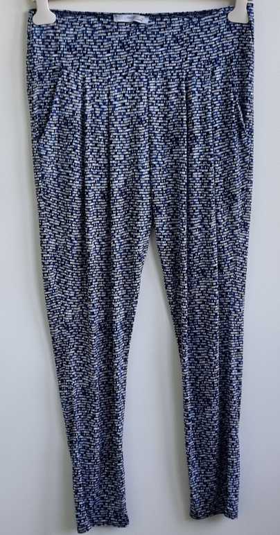 Quinze Heures Trente blauwe broek met printjes mt. 40 (t 3)