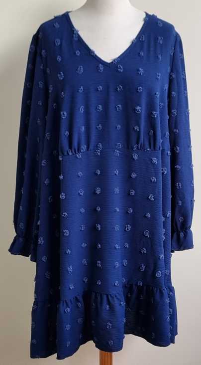 Shein Curve donkerblauwe jurk met prints mt. 52 (4XL) 